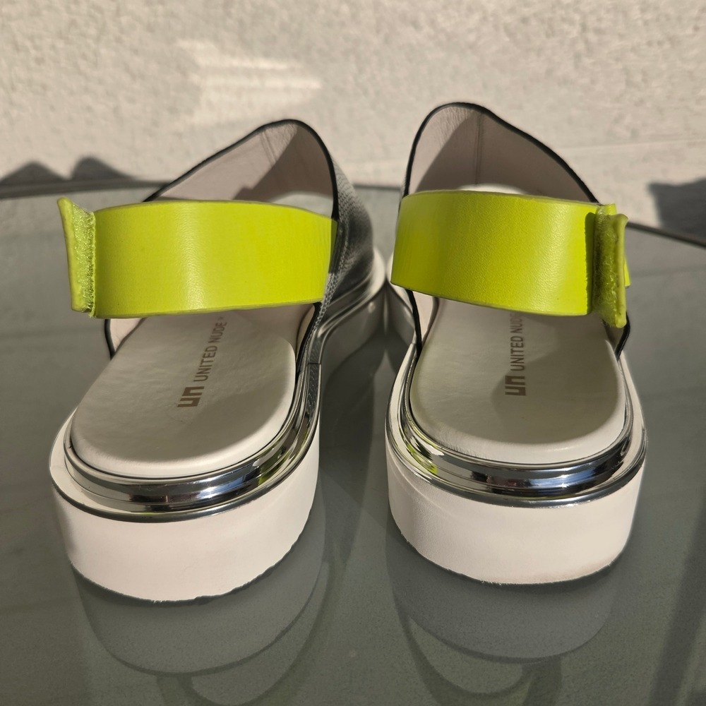 United Nude Rico Sandal Silver Neon Lime Green Platform Slingback Womens 37 - Picture 4 of 11
